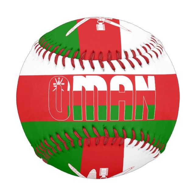 Balle De Baseball Oman Drapeau et blason Patriotique (Devant)
