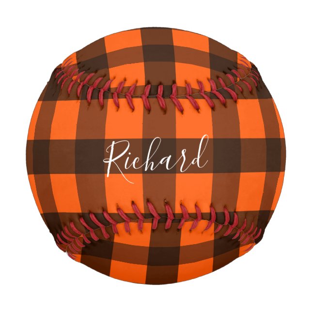 Balle De Baseball Orange and Black Checker (Devant)