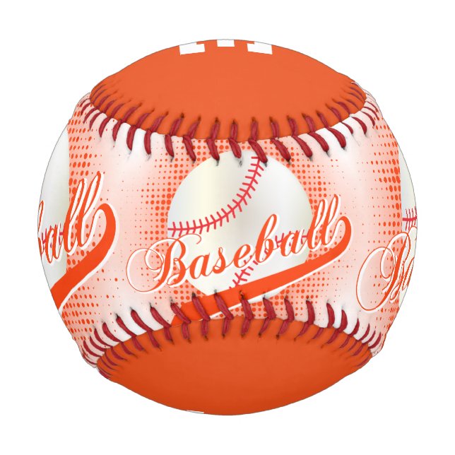 Balle De Baseball Orange | White Retro Baseball Sports (Dos)
