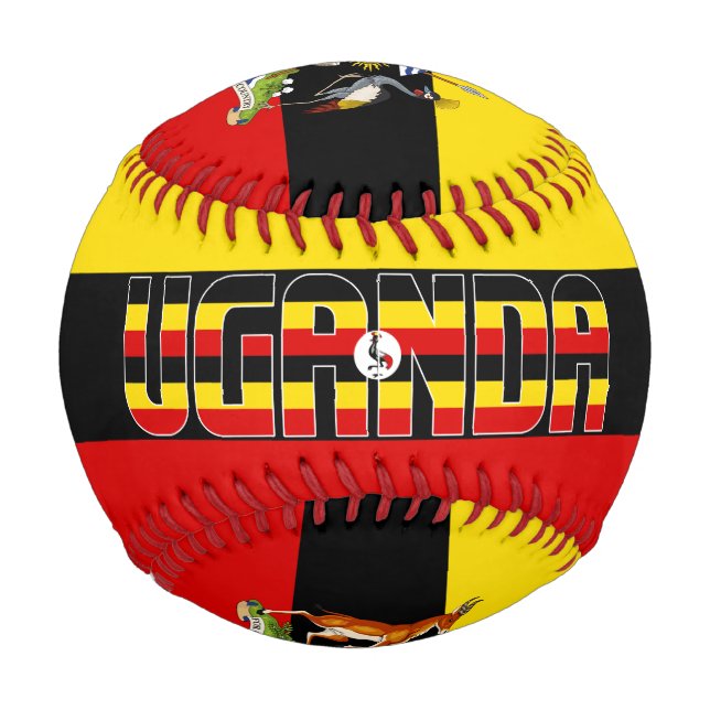 Balle De Baseball Ouganda Drapeau et blason Patriotique (Devant)
