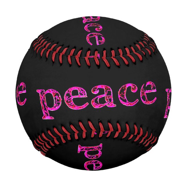 Balle De Baseball paix rose sur noir (Dos)