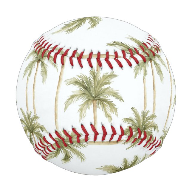 Balle De Baseball Palmiers blancs verts tropicaux (Devant)