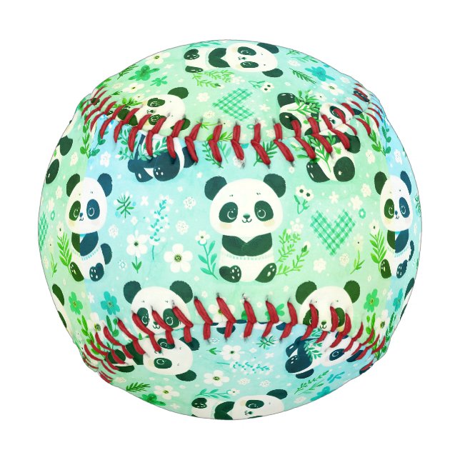 Balle De Baseball Panda Bear Motif Vert Imprimer (Devant)