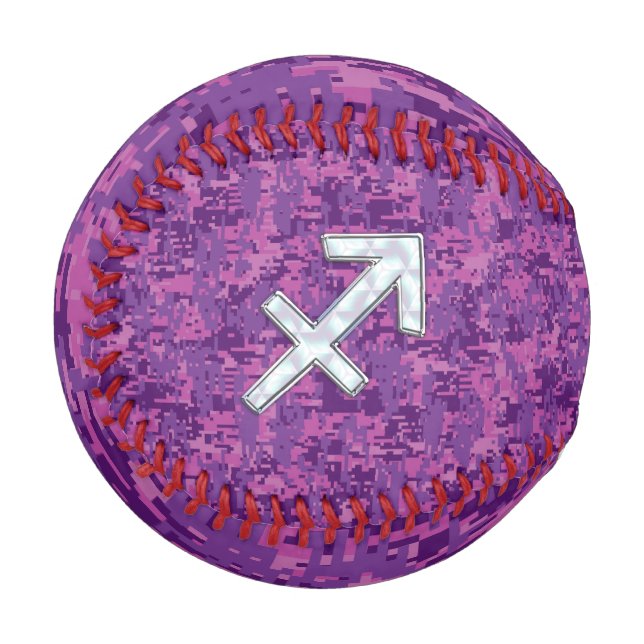 Balle De Baseball Panneau Zodiac Pearl Sagittarius Fuchsia Camo numé (Devant Gauche)