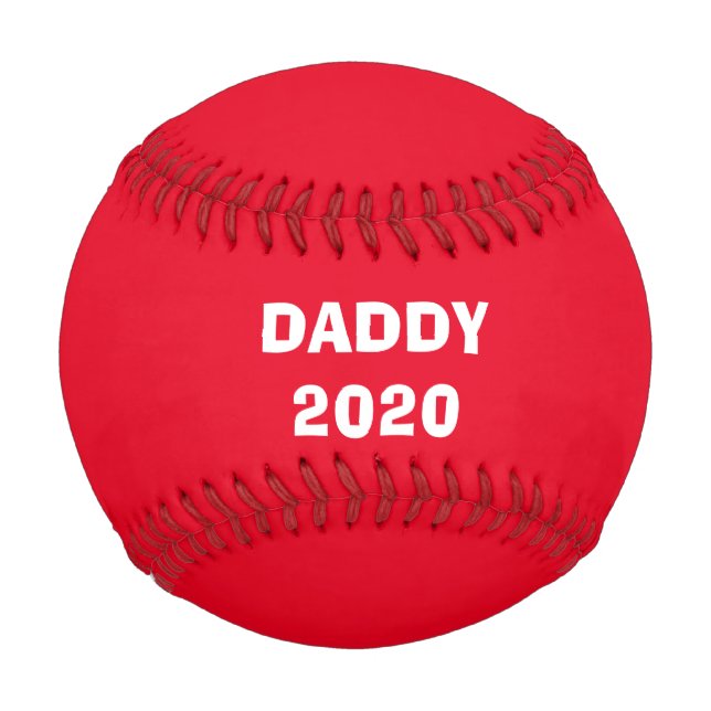 Balle De Baseball Papa 2020 Daddy Fête des pères Cadeaux Rouge Blanc (Devant)