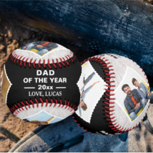 Balle De Baseball Papa De L'Année 2024 Avec 4 Photos Personnalisées