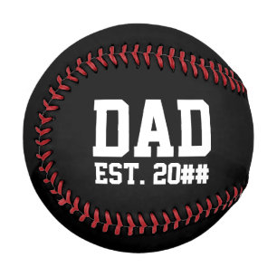 Balle De Baseball Papa Est. Année Modèle de texte noir et blanc