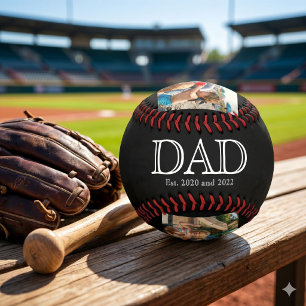 Balle De Baseball Papa Établ. Blanc Gras Texte Minimal 3 Photos