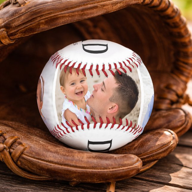 Balle De Baseball Papa Établit 3 Photo Fête des Pères (Créateur téléchargé)