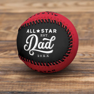 Balle De Baseball Papa étoilé, chauve-souris noire et rouge et monog