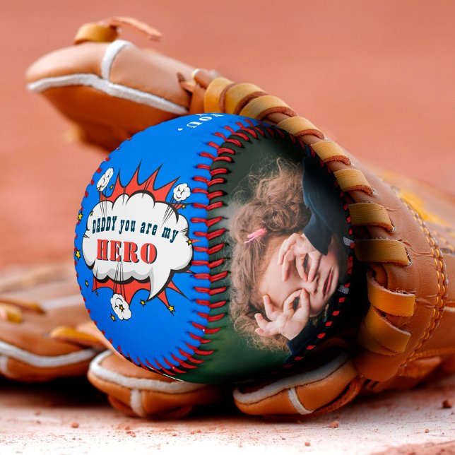 Balle De Baseball Papa Hero Superhero Papa's Day Photo Baseb (Créateur téléchargé)