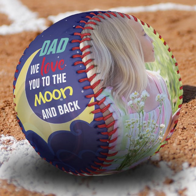 Balle De Baseball Papa Je T'aime Jusqu'à la Lune et Retour |  Collag (Créateur téléchargé)
