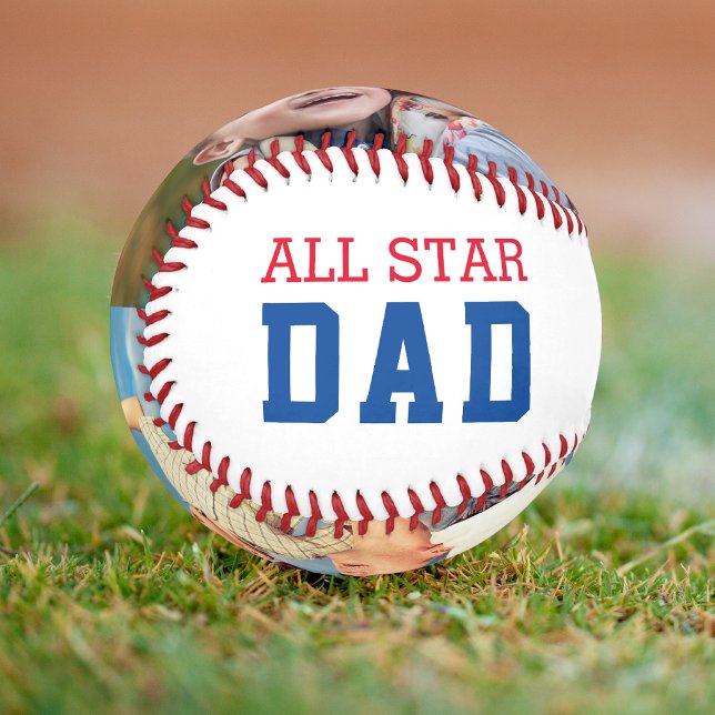 Balle De Baseball PAPA TOUTE ÉTOILE Deux photos personnalisées pour  (Créateur téléchargé)