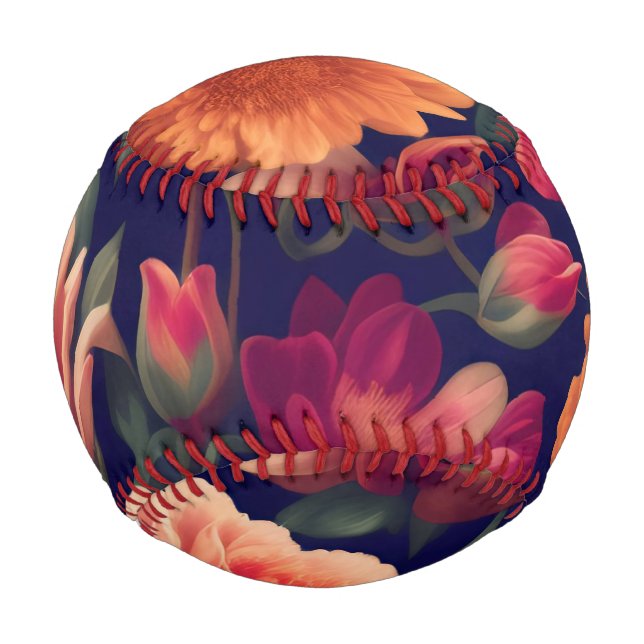 Balle De Baseball Papier peint à motifs floraux (Devant)