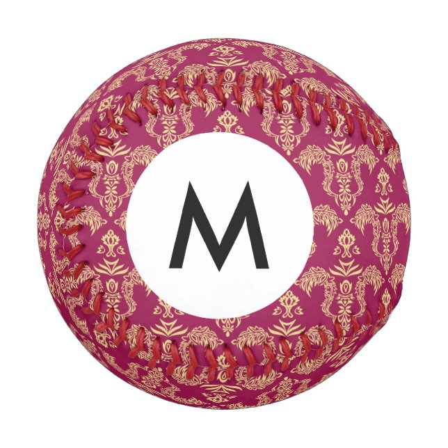 Balle De Baseball Papier peint Monogram Damask 4 (Devant Gauche)