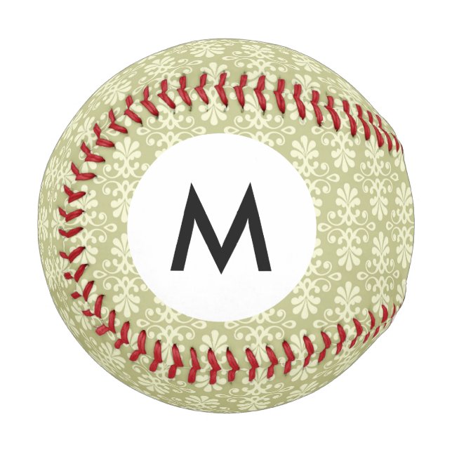 Balle De Baseball Papier peint Monogram Floral damask (Devant Gauche)