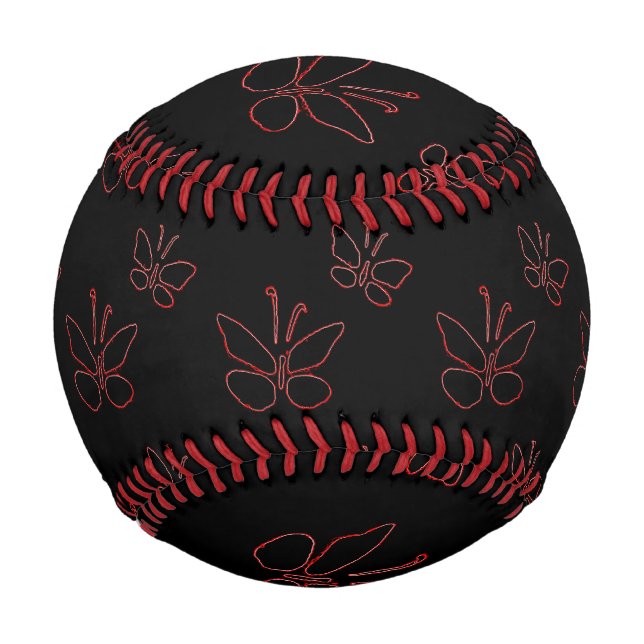 Balle De Baseball papillons aux contours roses noir Thunder_Cove (Devant)