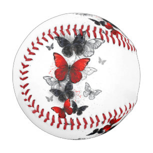 Balle De Baseball Papillons noirs et rouges volants