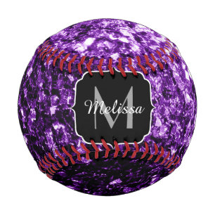 Balle De Baseball Parties scintillant violet foncé étincelant Monogr