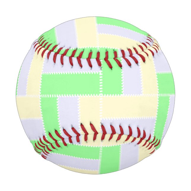 Balle De Baseball Pastel Rectangles Lignes en pointillé blanc Motif (Devant)