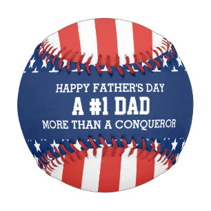Balle De Baseball Patriotique #1 NUMÉRO 1 DAD Fête des pères USA Dra