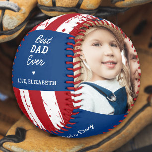 Balle De Baseball Patriotique DAD Happy Fête des pères Custom 2 Phot