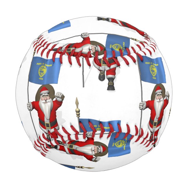 Balle De Baseball Père Noël Avec Drapeau De L'Oregon (Dos)