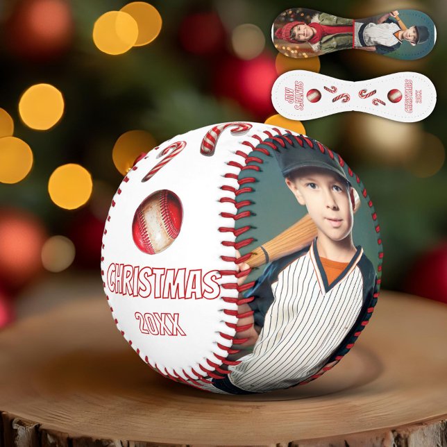 Balle De Baseball Père Noël MVP Joyeux Noël Nom 2 Photos (Créateur téléchargé)