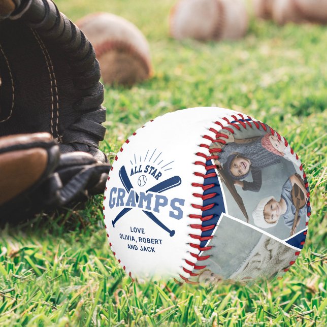 Balle De Baseball Personalized “All Star Gramps” Blue (Créateur téléchargé)