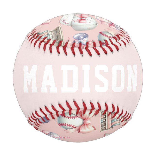 Balle De Baseball Personalized Pink Baseball – Name Girl Birthday (Dos)