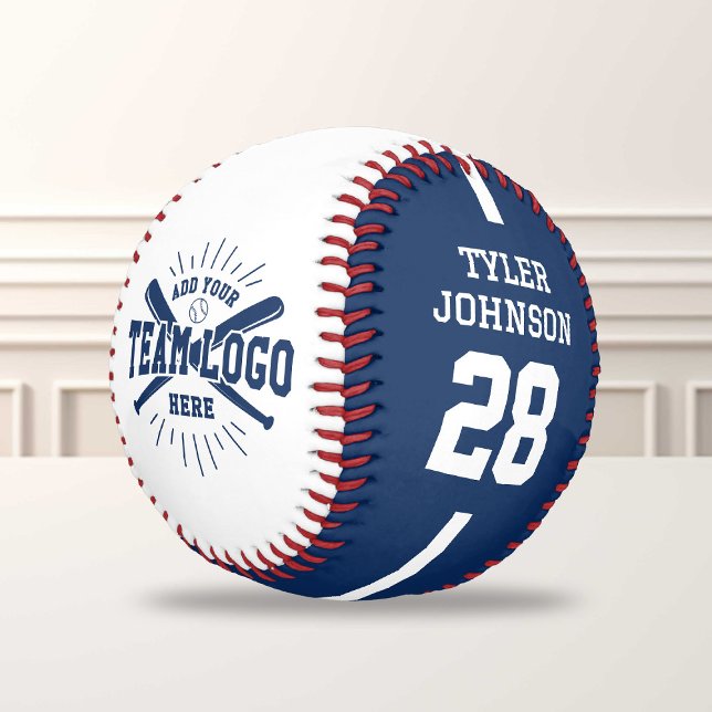 Balle De Baseball Personalized Player Team Logo Blue (Créateur téléchargé)