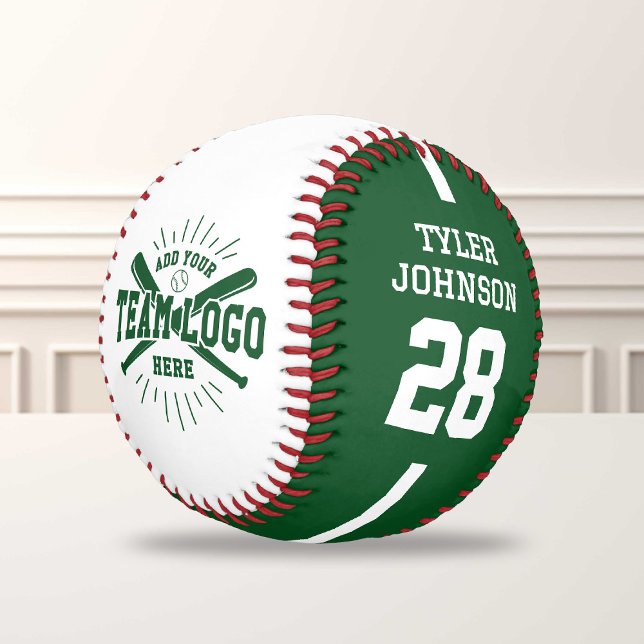 Balle De Baseball Personalized Player Team Logo Green (Créateur téléchargé)