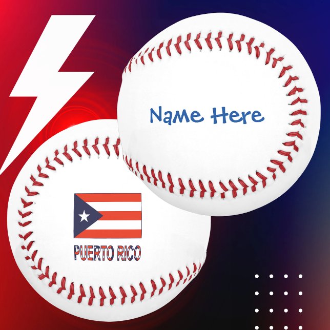 Balle De Baseball Personnalisation Drapeau Porto Rico Bleu (Créateur téléchargé)