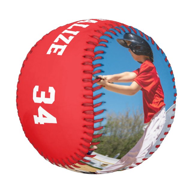 Balle De Baseball Personnaliser rouge | Baseball blanc (Angle)