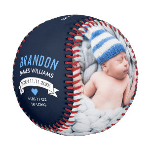Balle De Baseball Photo Blue Baby Boy Faire-part