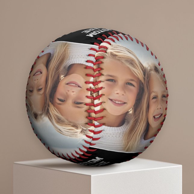 Balle De Baseball Photo complète - Texte vertical personnalisé (Custom Photo Baseball)