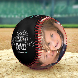 Balle De Baseball Photo du meilleur papa du monde noir blanc Collage