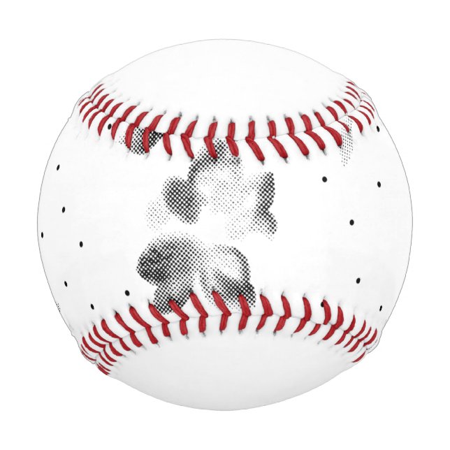 Balle De Baseball photo en noir et blanc d'un tas de points (Devant)