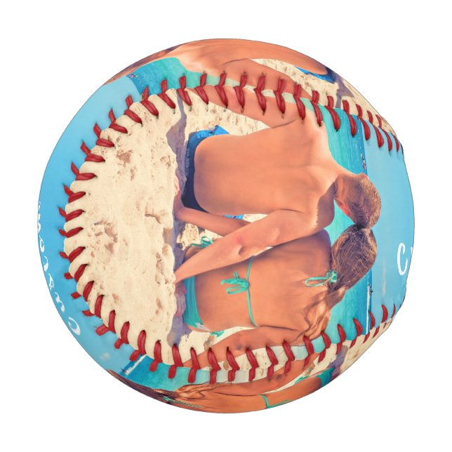 Balle De Baseball Photo et texte personnalisés - Votre propre design (Devant Gauche)