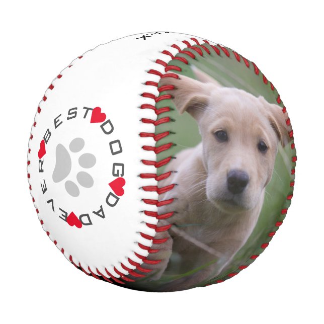 Balle De Baseball Photo moderne Meilleur Chien Papa Jamais (Angle)