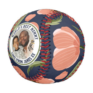 Balle De Baseball Photo Motif du pavot personnalisée Fête des mères