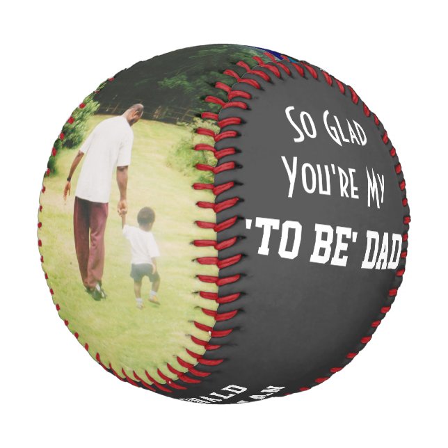 Balle De Baseball Photo personnalisée gris DAD-TO-BE 2 (Angle)