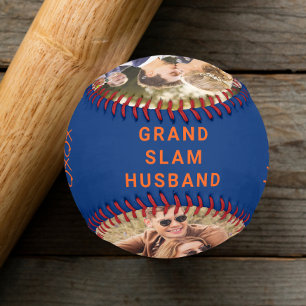 Balle De Baseball Photos personnalisées Mari Bleu Orange