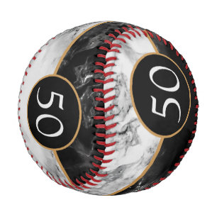 Balle De Baseball Pierre noire et Marbre blanc - Ajouter votre âge /