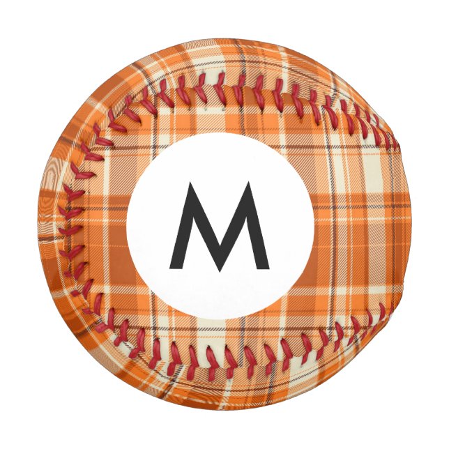 Balle De Baseball Plaid orange monogramme (Devant Gauche)