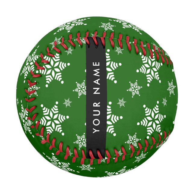 Balle De Baseball Pneus blancs, Vert, Votre nom, Personnaliser (Devant Gauche)