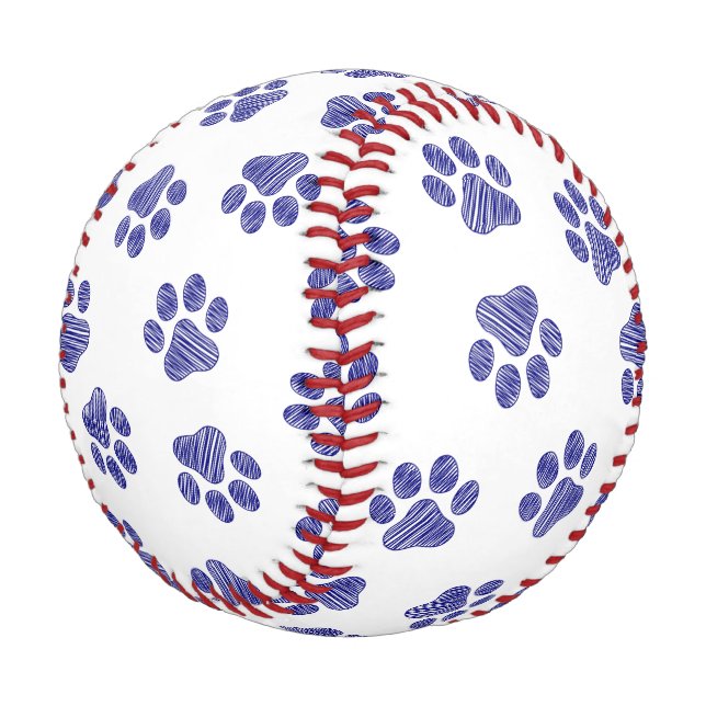 Balle De Baseball Poches de Doodle, Paws de Chien, Paws Bleus de Mar (Angle)