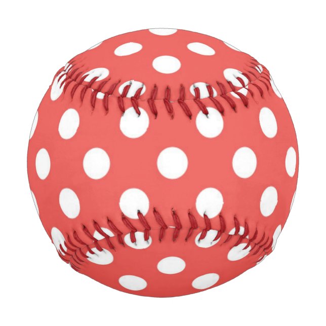 Balle De Baseball Pois rouges et blancs (Devant)