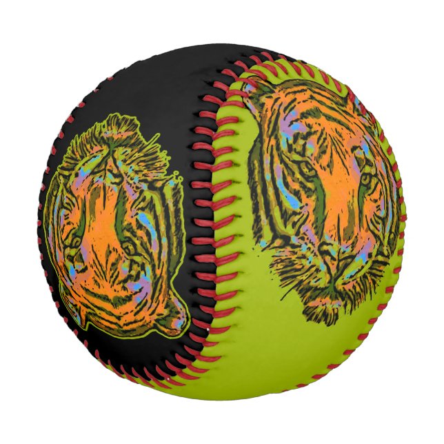 Balle De Baseball Pop Art TIGER HEAD + votre backgr. & idées (Angle)