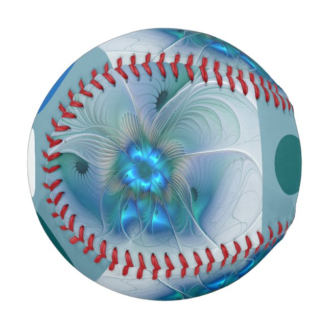 Balle De Baseball Position, Abstrait bleu turquoise fractal (Devant Gauche)